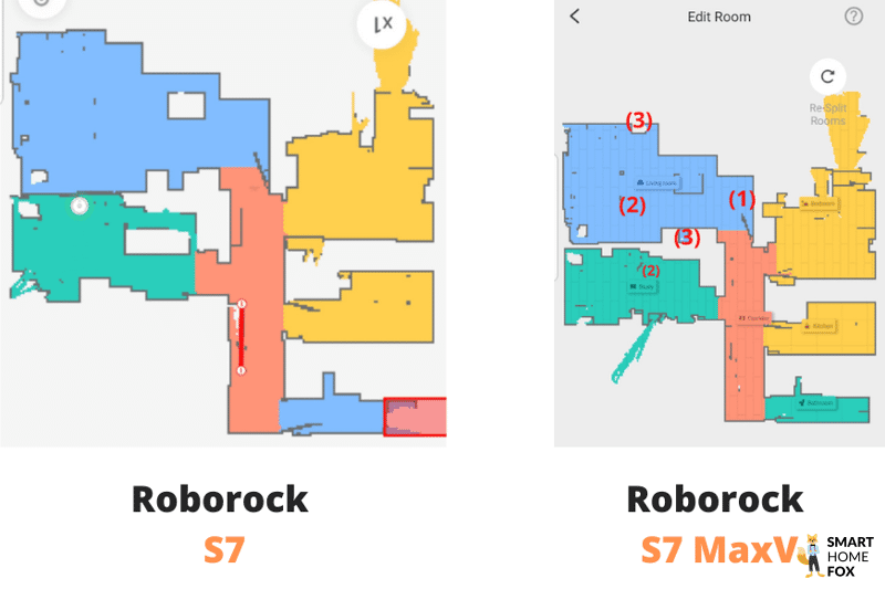 Карта квартиры в приложении Roborock S7 Maxv и в приложении Roborock S7